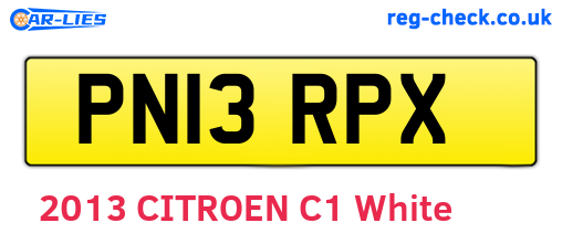 PN13RPX are the vehicle registration plates.