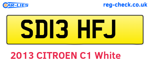 SD13HFJ are the vehicle registration plates.