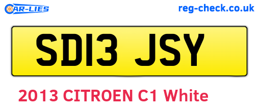 SD13JSY are the vehicle registration plates.