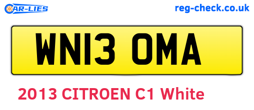 WN13OMA are the vehicle registration plates.