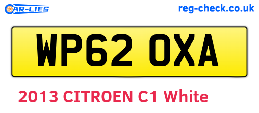 WP62OXA are the vehicle registration plates.