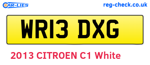 WR13DXG are the vehicle registration plates.