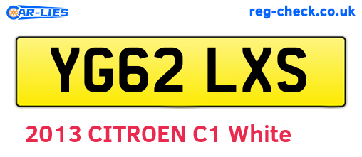 YG62LXS are the vehicle registration plates.