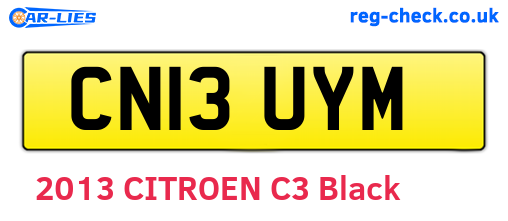CN13UYM are the vehicle registration plates.