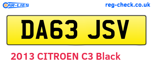 DA63JSV are the vehicle registration plates.