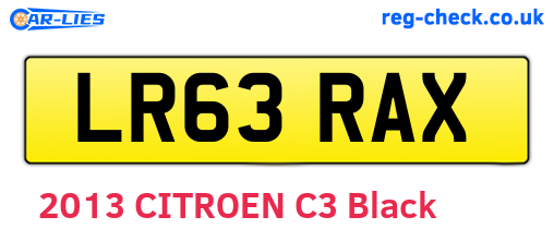 LR63RAX are the vehicle registration plates.