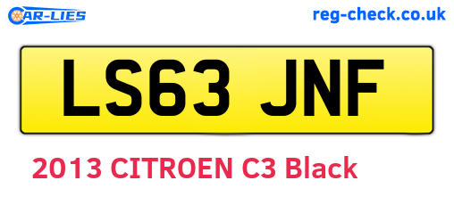LS63JNF are the vehicle registration plates.