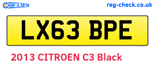 LX63BPE are the vehicle registration plates.