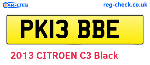 PK13BBE are the vehicle registration plates.