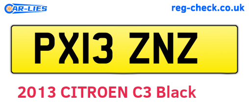 PX13ZNZ are the vehicle registration plates.
