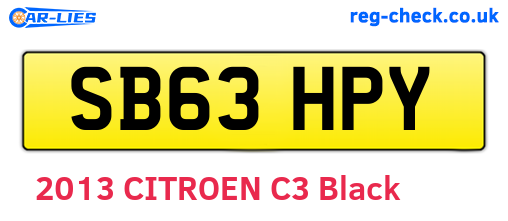 SB63HPY are the vehicle registration plates.