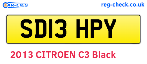 SD13HPY are the vehicle registration plates.