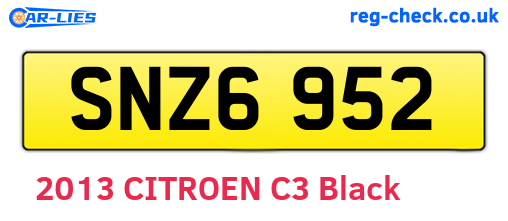 SNZ6952 are the vehicle registration plates.