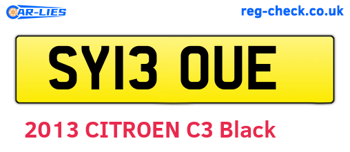 SY13OUE are the vehicle registration plates.