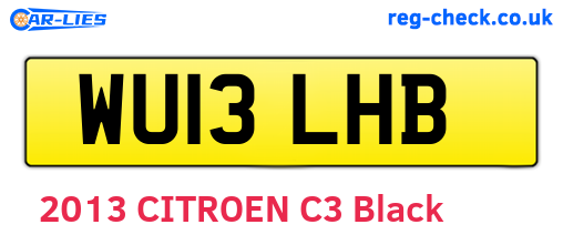WU13LHB are the vehicle registration plates.