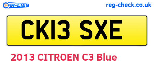 CK13SXE are the vehicle registration plates.