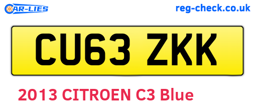 CU63ZKK are the vehicle registration plates.