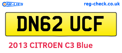 DN62UCF are the vehicle registration plates.