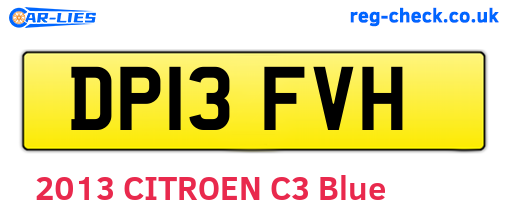 DP13FVH are the vehicle registration plates.