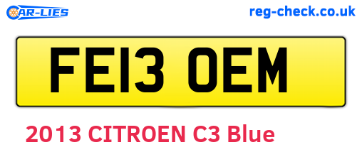 FE13OEM are the vehicle registration plates.