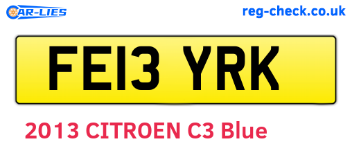 FE13YRK are the vehicle registration plates.