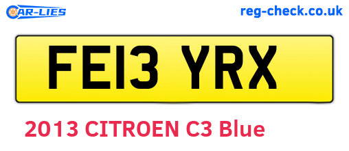 FE13YRX are the vehicle registration plates.