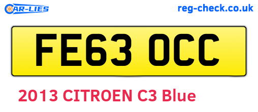 FE63OCC are the vehicle registration plates.