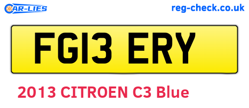 FG13ERY are the vehicle registration plates.