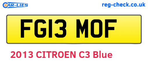 FG13MOF are the vehicle registration plates.