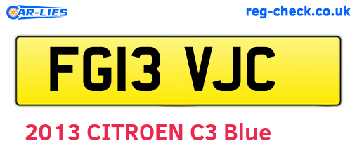 FG13VJC are the vehicle registration plates.