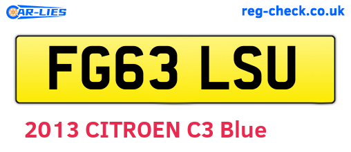 FG63LSU are the vehicle registration plates.