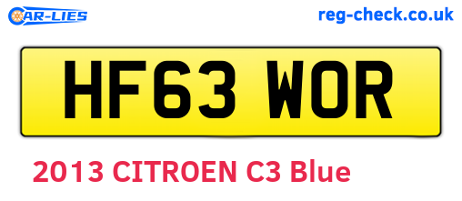 HF63WOR are the vehicle registration plates.