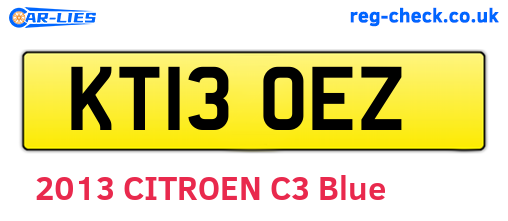 KT13OEZ are the vehicle registration plates.