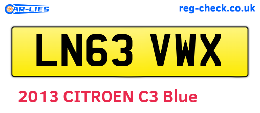 LN63VWX are the vehicle registration plates.