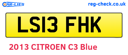 LS13FHK are the vehicle registration plates.