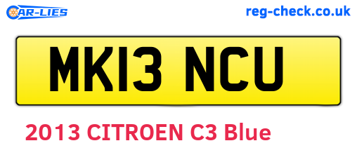 MK13NCU are the vehicle registration plates.