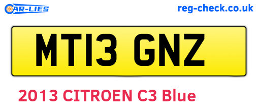 MT13GNZ are the vehicle registration plates.