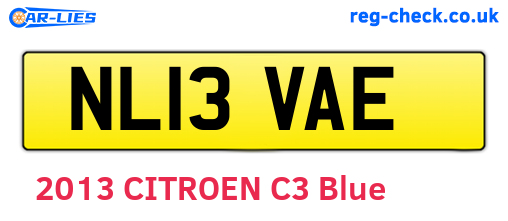 NL13VAE are the vehicle registration plates.