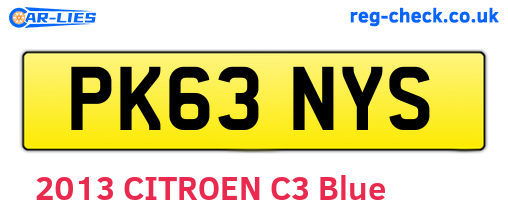 PK63NYS are the vehicle registration plates.