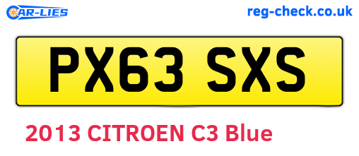 PX63SXS are the vehicle registration plates.