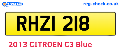 RHZ1218 are the vehicle registration plates.