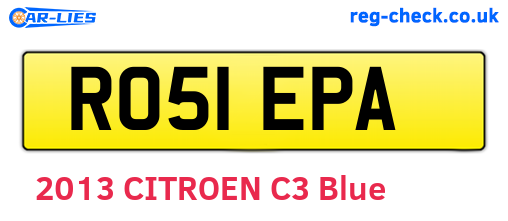 RO51EPA are the vehicle registration plates.