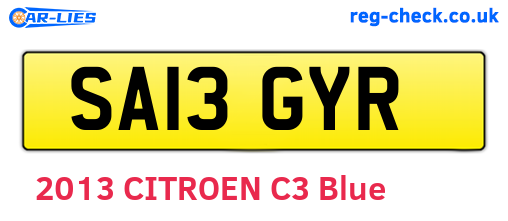 SA13GYR are the vehicle registration plates.