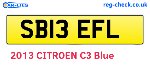 SB13EFL are the vehicle registration plates.