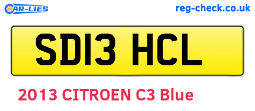SD13HCL are the vehicle registration plates.