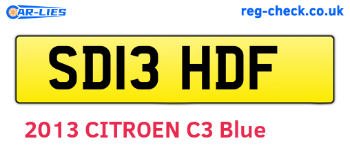 SD13HDF are the vehicle registration plates.