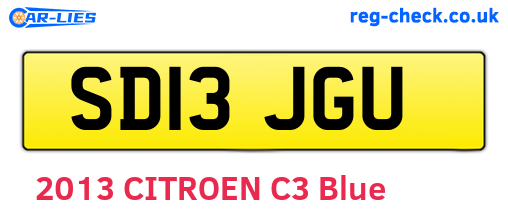 SD13JGU are the vehicle registration plates.