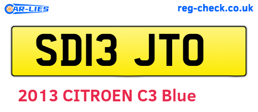 SD13JTO are the vehicle registration plates.