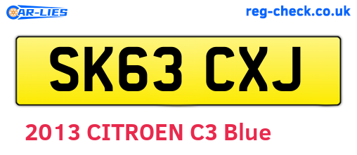 SK63CXJ are the vehicle registration plates.