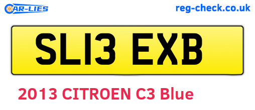 SL13EXB are the vehicle registration plates.